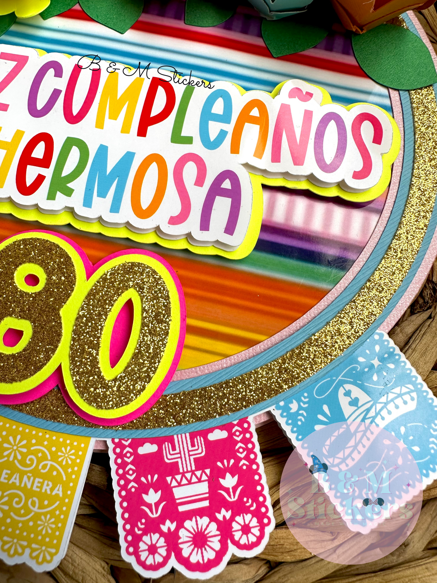 Fiesta Inspired Cake Topper- 3D Personalized-