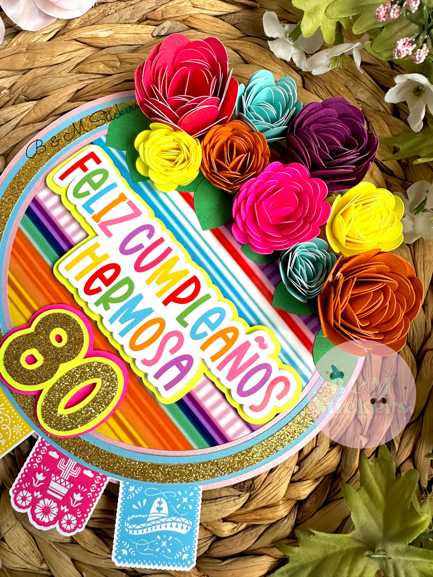 Fiesta Inspired Cake Topper- 3D Personalized-