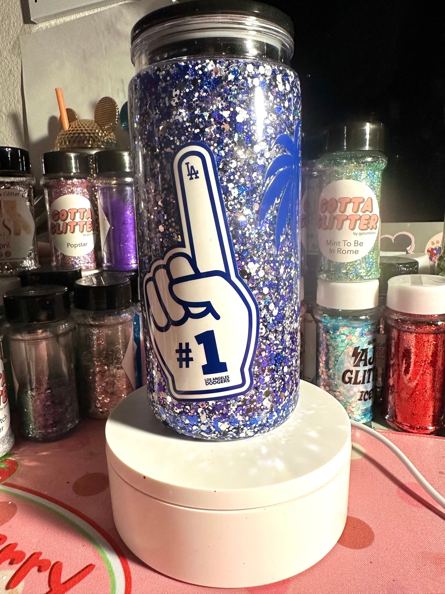 Los Angeles Baseball 20 oz snowglobe tumbler(Acrylic)