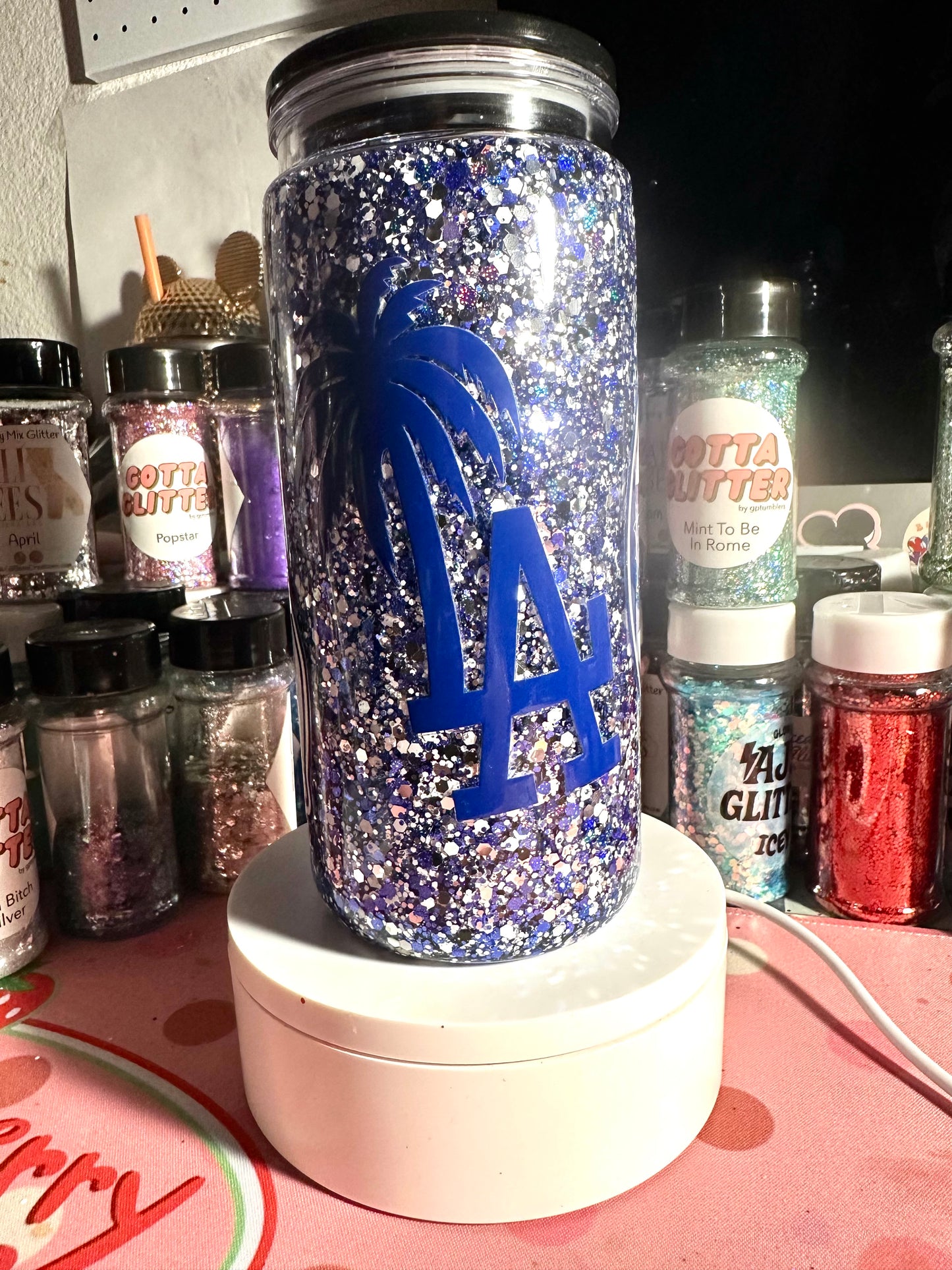 Los Angeles Baseball 20 oz snowglobe tumbler(Acrylic)