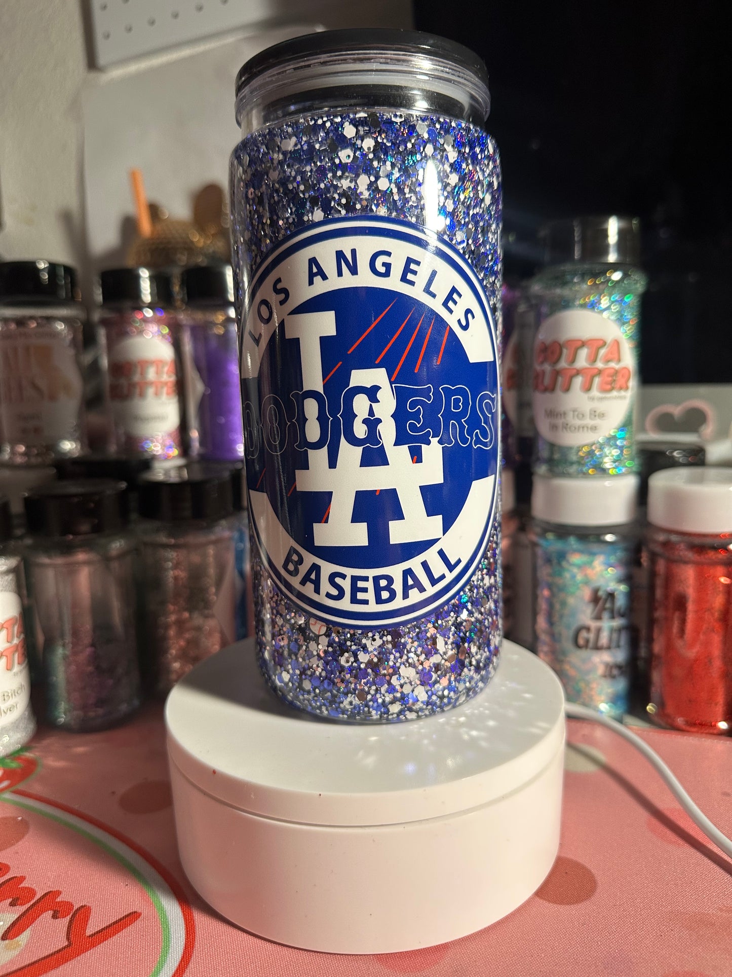 Los Angeles Baseball 20 oz snowglobe tumbler(Acrylic)