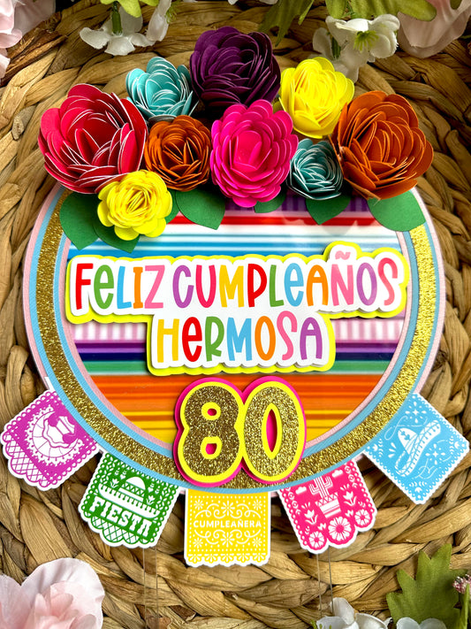 Fiesta Inspired Cake Topper- 3D Personalized-