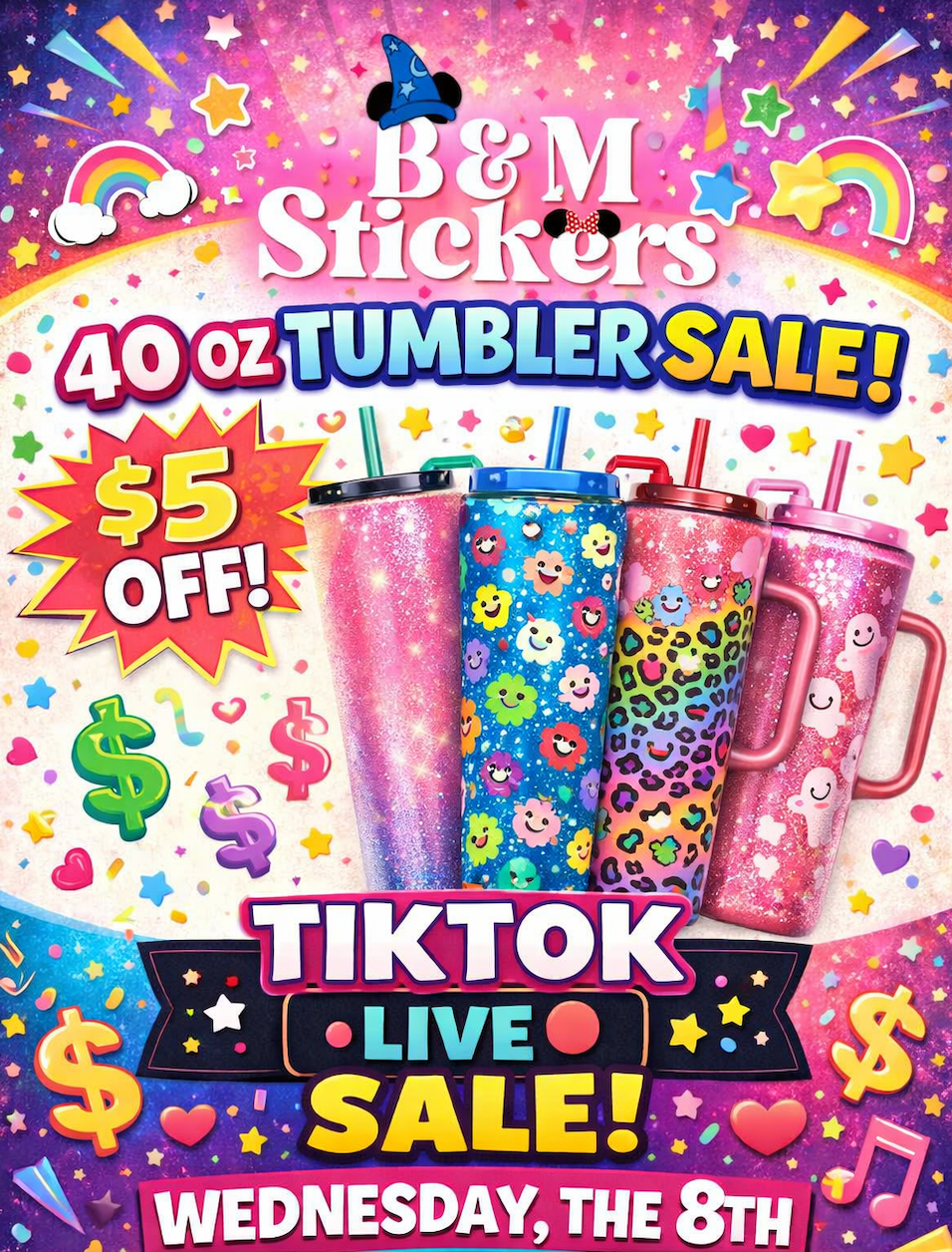 40 oz Stainless Steel Insulated Tumbler with design