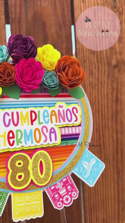 Fiesta Inspired Cake Topper- 3D Personalized-
